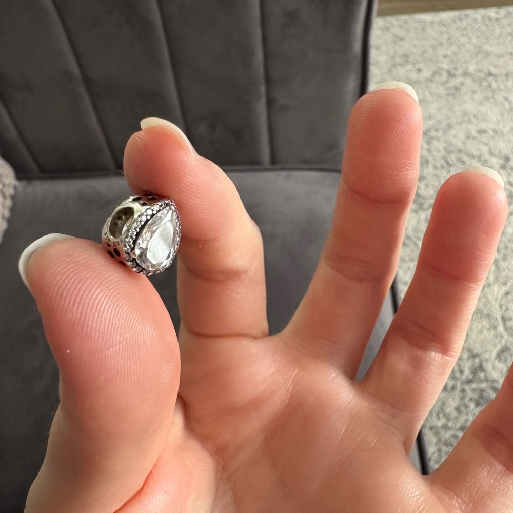 Elegant Silver Teardrop Pandora Charm